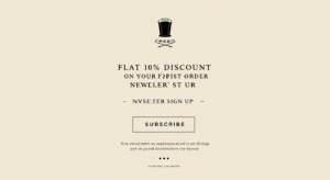Creed Flat 10% Discount On Your First Order - Newsletter Sign Up